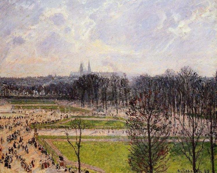 Camille Pissarro Tuileries Gardens Winter Afternoon Norge oil painting art